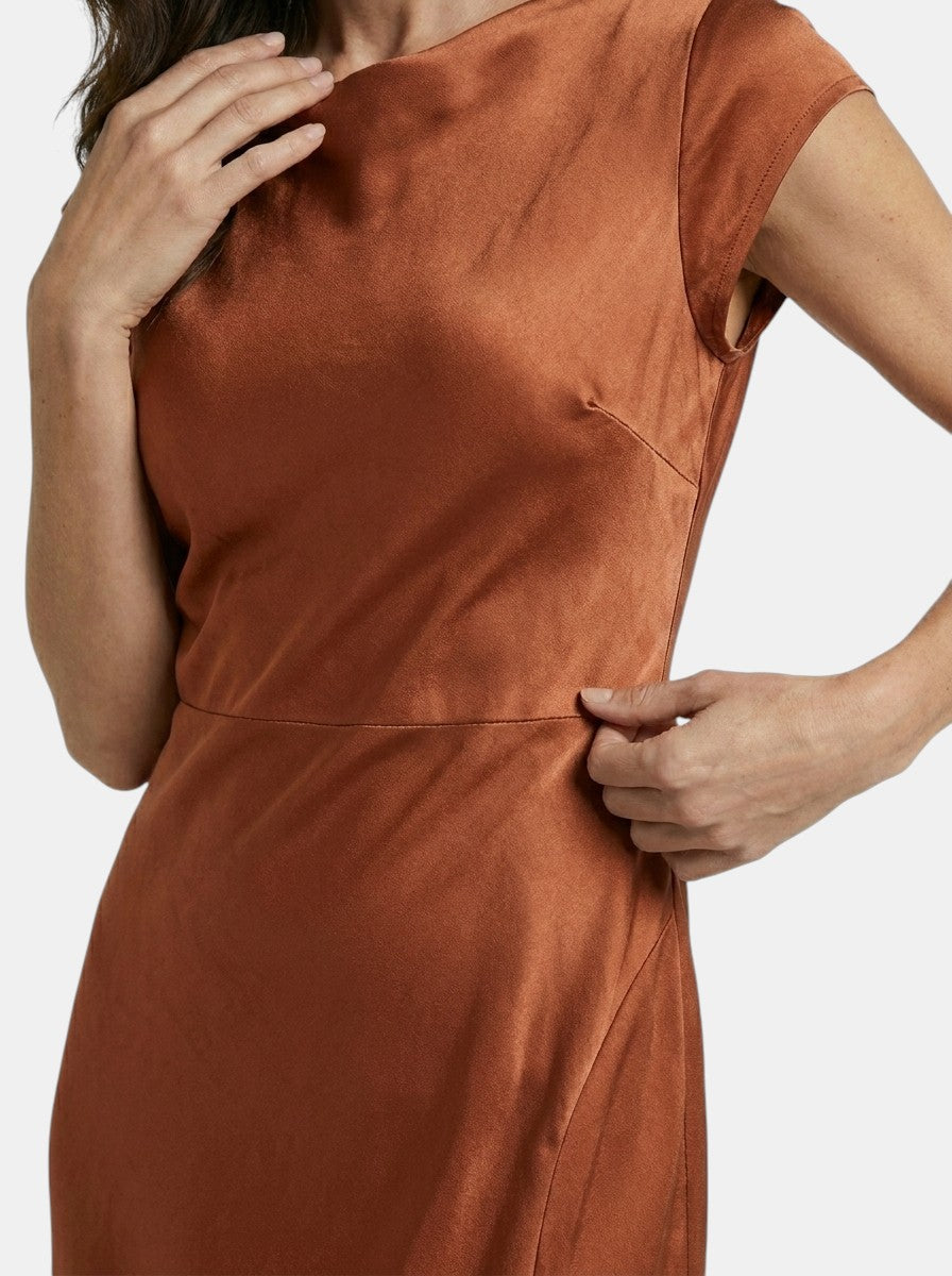 Womens Elegant Satin Midi Dress | Alluring Cap Sleeve Evening Cocktail Wear 4