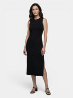 Womens Elegant Stand Collar Midi Dress | Sophisticated Sleeveless Design with Side Split 4