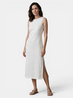 Womens Elegant Stand Collar Midi Dress | Sophisticated Sleeveless Design with Side Split 2