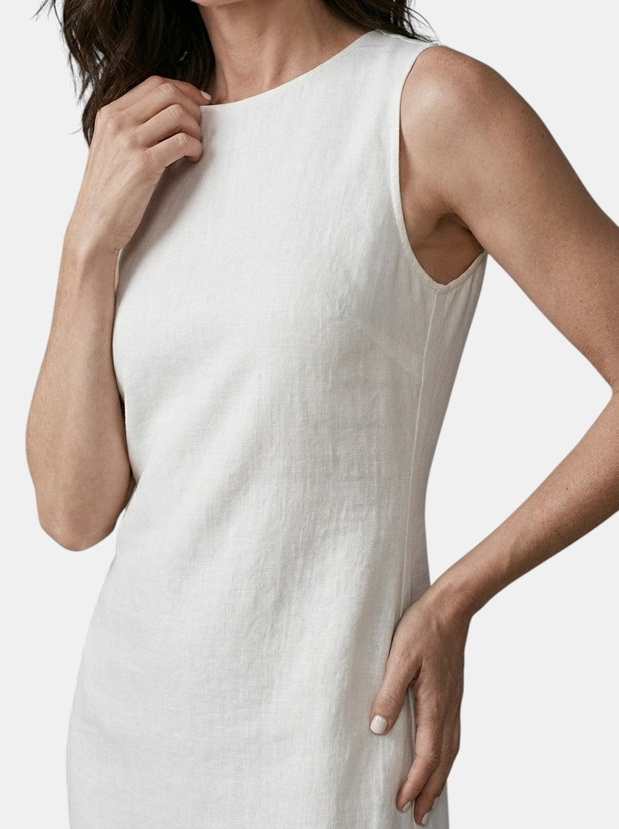 Womens Elegant Stand Collar Midi Dress | Sophisticated Sleeveless Design with Side Split 3