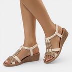 Womens Elegant Synthetic Wedge Sandals | Shimmering Comfortable Summer Footwear 4