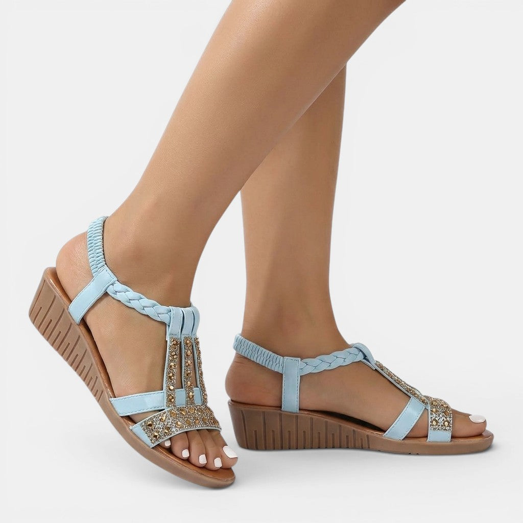 Womens Elegant Synthetic Wedge Sandals | Shimmering Comfortable Summer Footwear 10