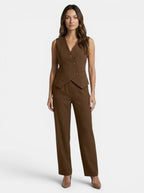 Ensemble tailleur élégant pour femme | Blazer sans manches et pantalon à jambes larges
