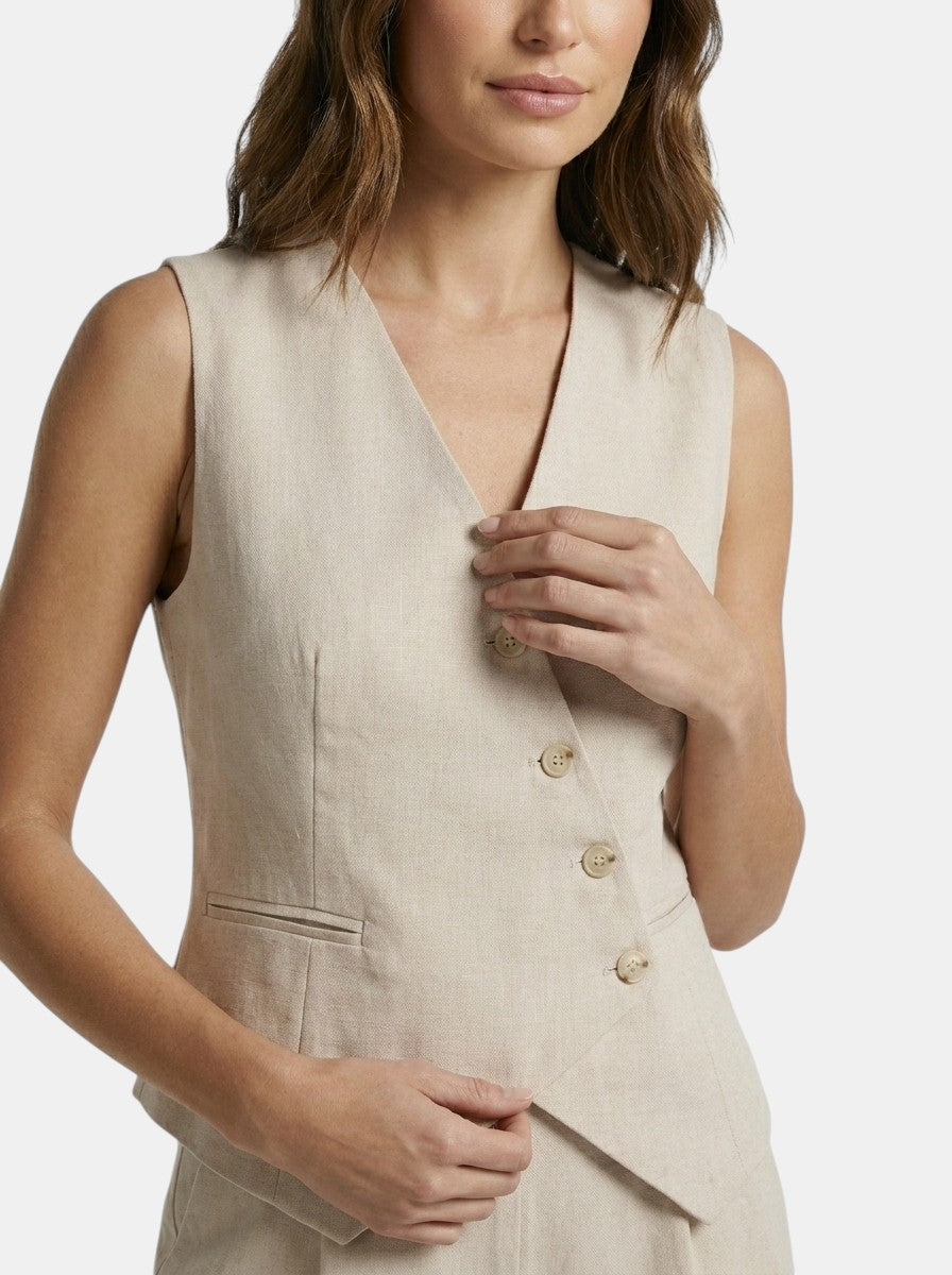 Women's Elegant Tailored Suit Set | Sleeveless Blazer & Wide-Leg Trousers