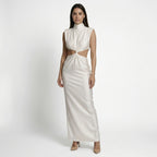 Vestido largo ajustado elegante para mujer con cortes torcidos | Vestido sin mangas ajustado con cuello alto