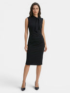 Women's Elegant V-Neck Midi Dress | Stylish Sleeveless Sheath for All Seasons