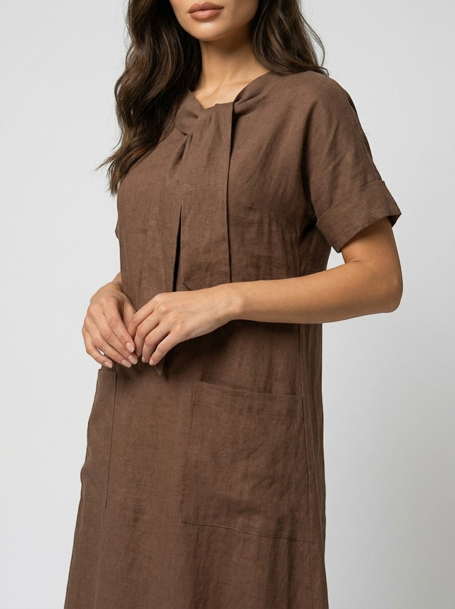 Robe maxi blanche élégante pour femme | Robe d'été charmante avec nœud chic au col