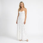 Robe Maxi Élégante Blanche à Bretelles pour Femme | Robe de Soirée Sophistiquée