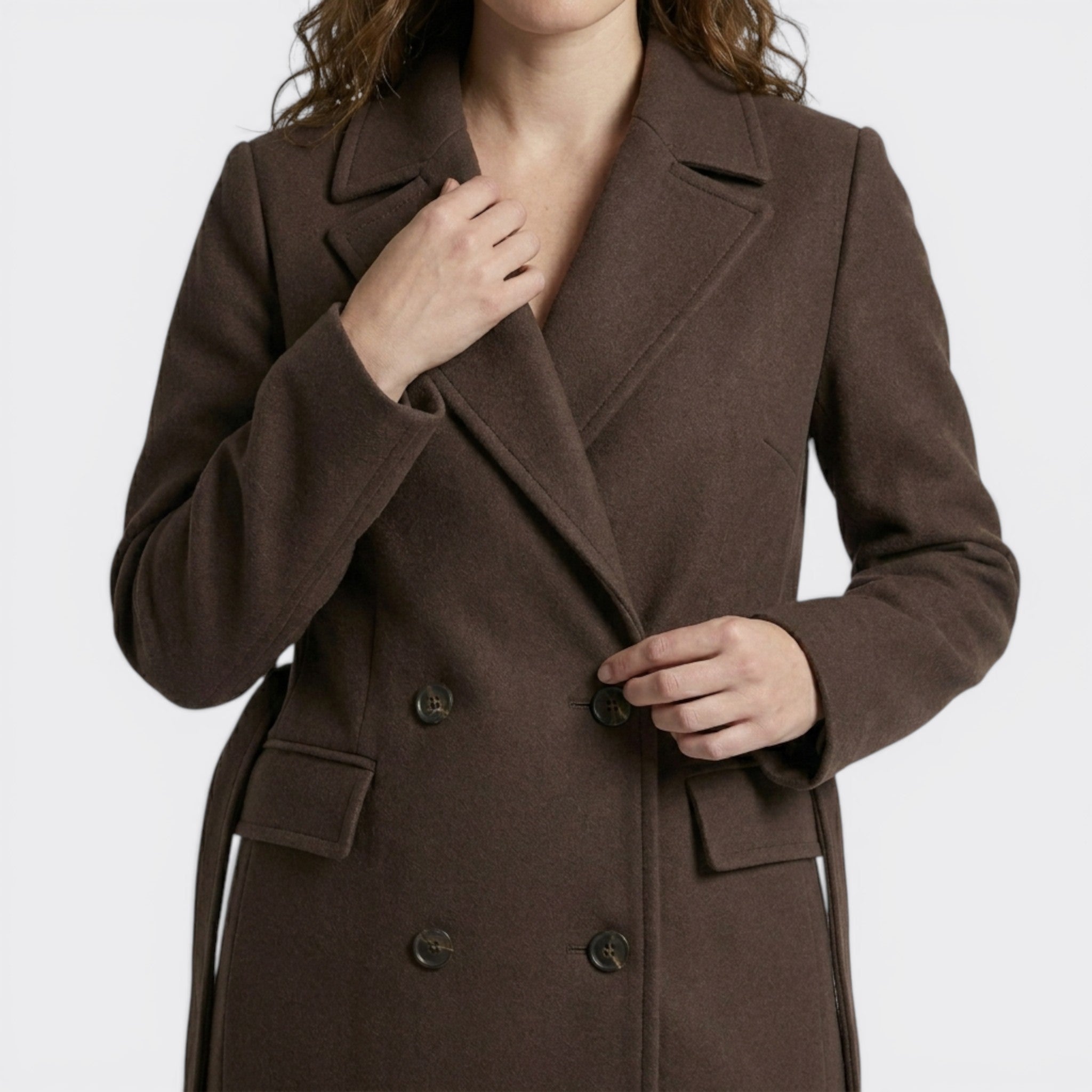 Women's Elegant Wool Blend Overcoat | Tailored Double-Breasted Winter Coat