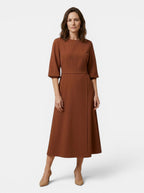 Womens Elegant Wrap Midi Dress | Black Balloon Sleeve Cocktail Dress 13