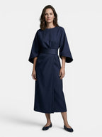 Womens Elegant Wrap Midi Dress | Black Balloon Sleeve Cocktail Dress 7