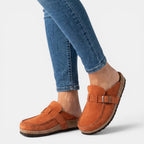 Womens Faux Leather Loafers | Elegant Slip-On Shoes with Buckle Detail 6