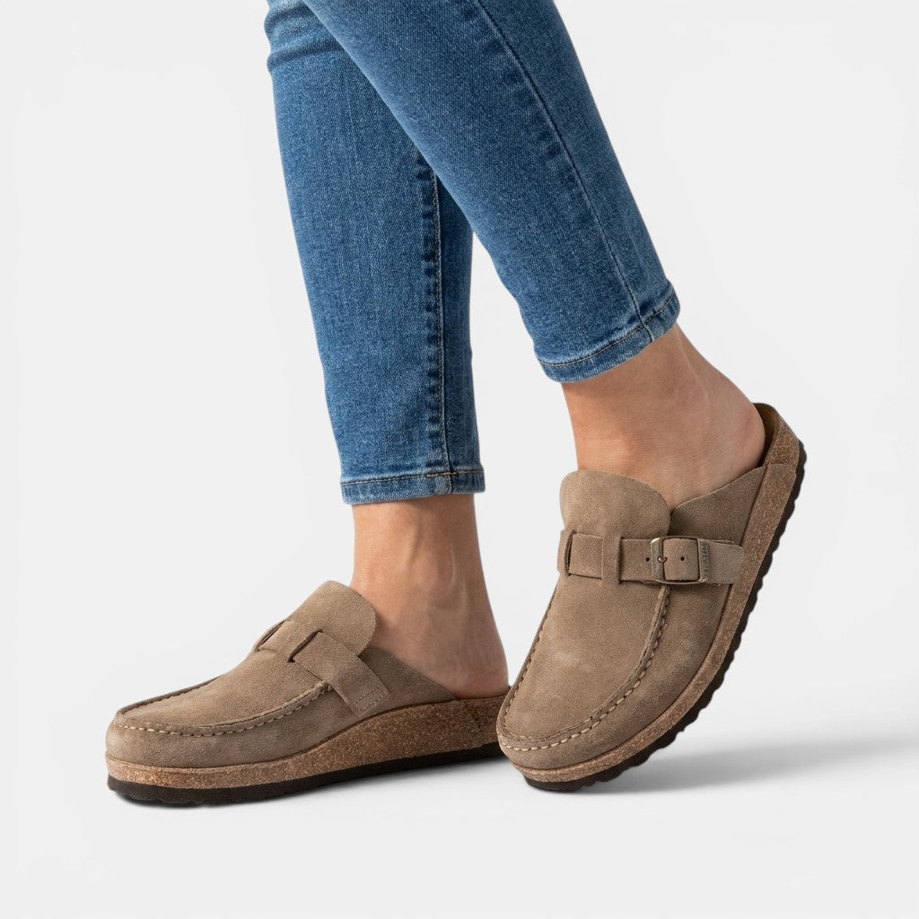 Womens Faux Leather Loafers | Elegant Slip-On Shoes with Buckle Detail 5