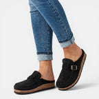 Womens Faux Leather Loafers | Elegant Slip-On Shoes with Buckle Detail 3