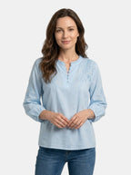 Women's Floral Embroidered Blouse | Lightweight Elegant Summer Top with Classic Button-Front Design