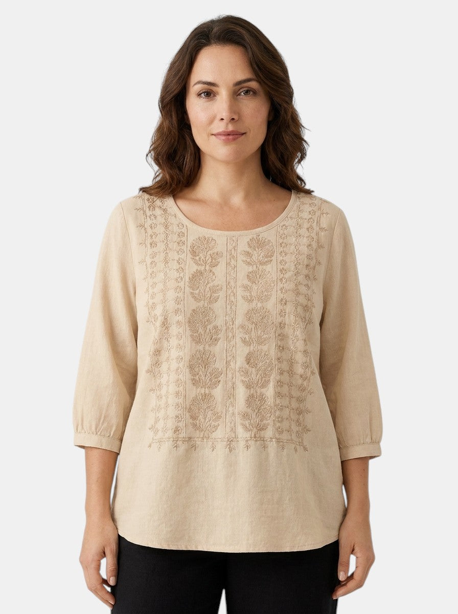 Blusa da donna ricamata con fiori | Top estivo leggero e dalla vestibilità comoda
