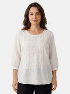 Women's Floral Embroidered Blouse | Relaxed Fit Breezy Summer Top