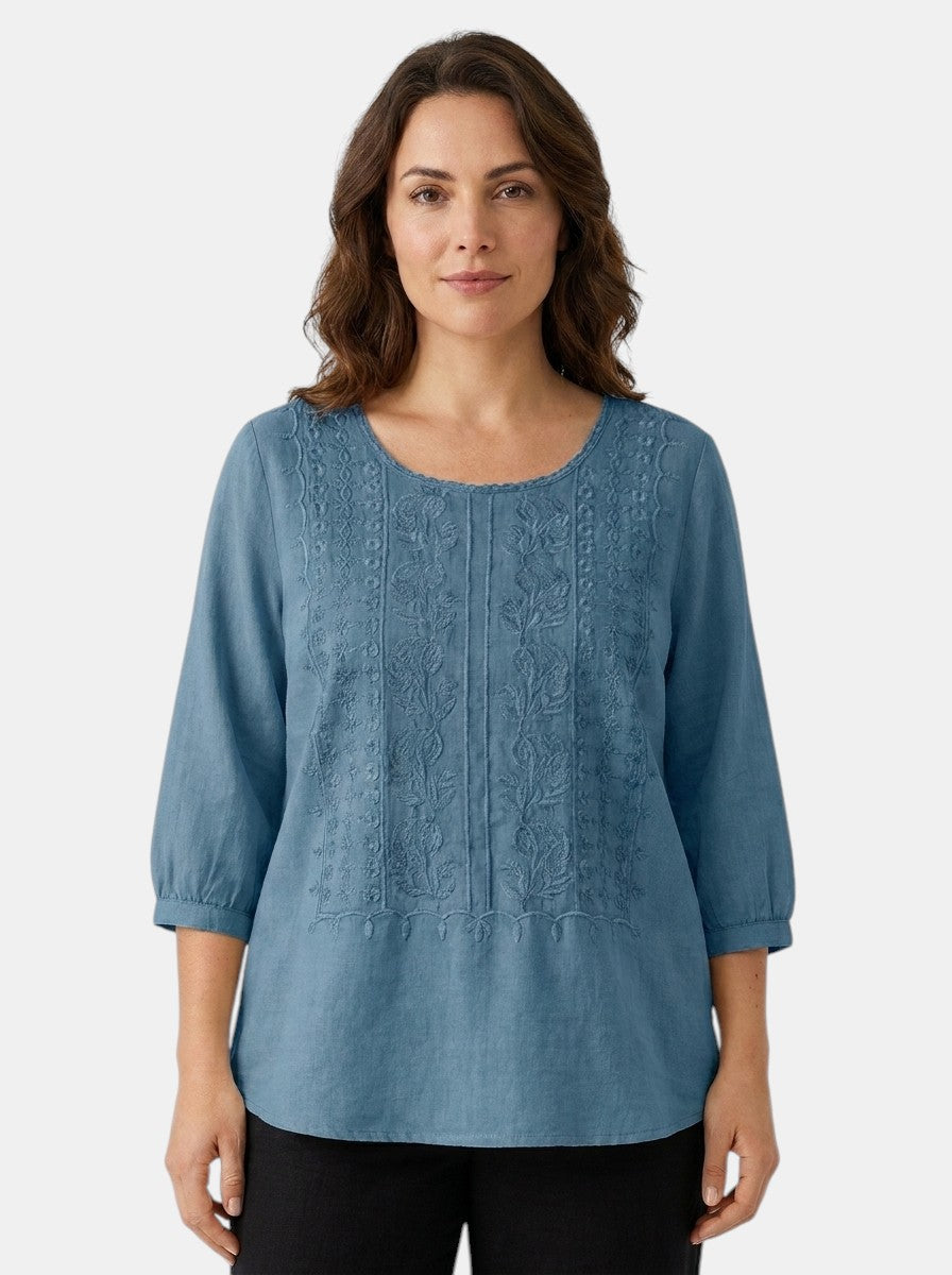 Blusa da donna ricamata con fiori | Top estivo leggero e dalla vestibilità comoda