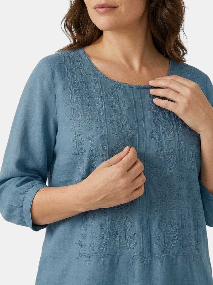 Blusa da donna ricamata con fiori | Top estivo leggero e dalla vestibilità comoda