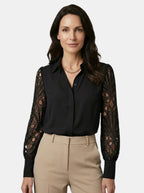 Womens Floral Lace Sleeve Blouse | Elegant Long Sleeve Top for All Seasons 5