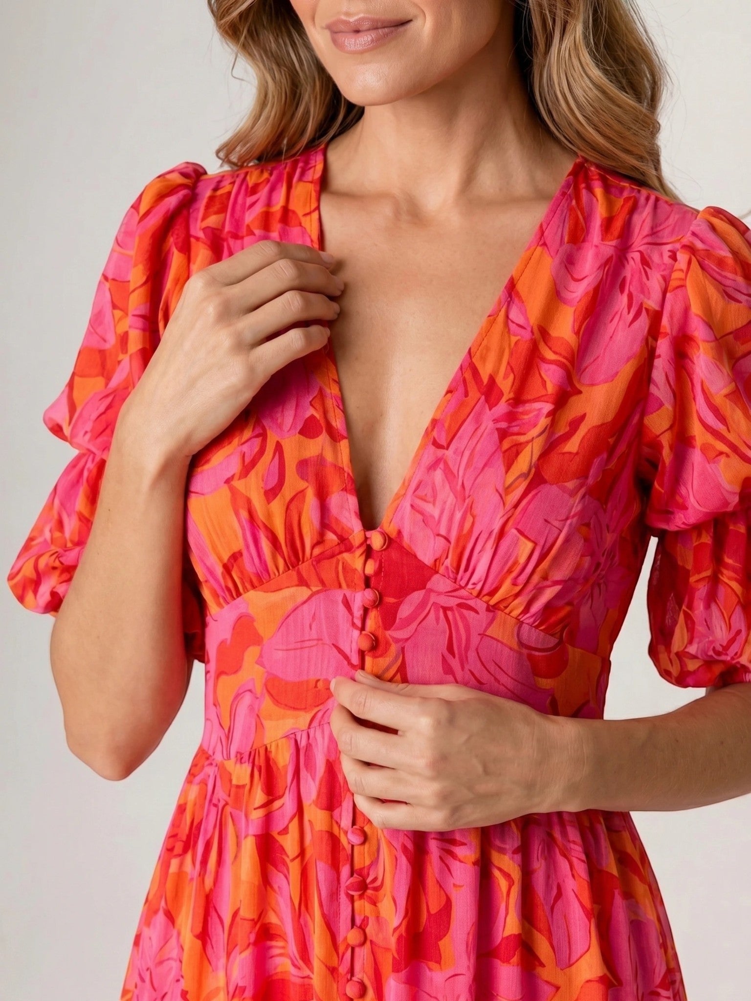 Women's Floral Maxi Dress | Flowing Vibrant Summer Style with V-Neckline
