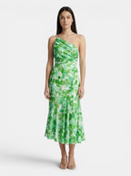 Women's Floral Midi Dress | Elegant Asymmetric Summer Cocktail Dress for Special Occasions