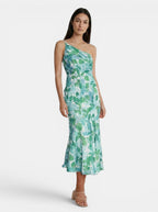 Women's Floral Midi Dress | Elegant Asymmetric Summer Cocktail Dress for Special Occasions
