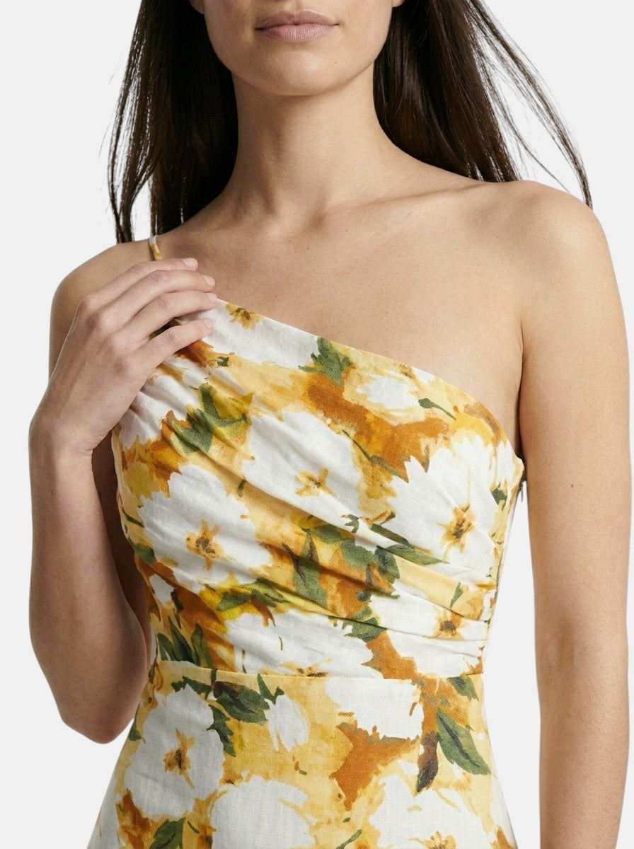 Robe midi fleurie pour femme | Robe de cocktail d'été élégante asymétrique pour occasions spéciales