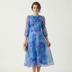 Robe midi fleurie pour femme | Tenue formelle d'été élégante grande taille
