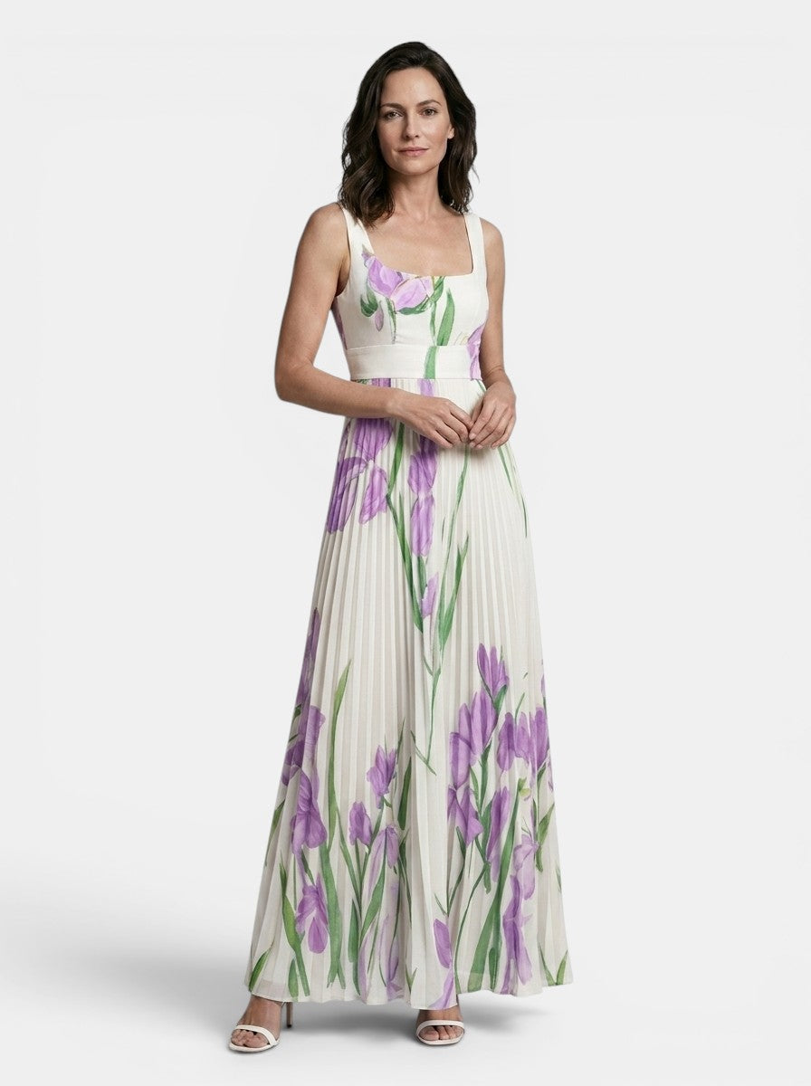 Womens Floral Print Maxi Dress | Elegant Sleeveless A-Line Summer Dress 2