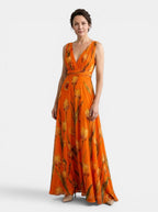 Womens Floral Print Maxi Dress | Elegant Sleeveless Wrap Dress 6