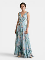 Womens Floral Print Maxi Dress | Elegant Sleeveless Wrap Dress 2