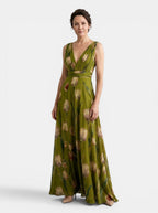 Womens Floral Print Maxi Dress | Elegant Sleeveless Wrap Dress 8
