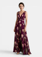 Womens Floral Print Maxi Dress | Elegant Sleeveless Wrap Dress 4