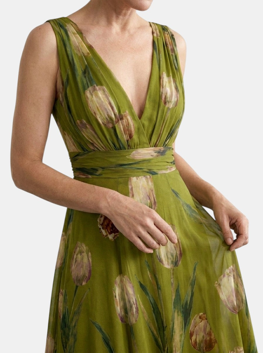 Womens Floral Print Maxi Dress | Elegant Sleeveless Wrap Dress 9
