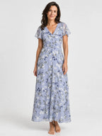 Vestido largo de mujer con estampado floral | Estilo veraniego ligero y fluido