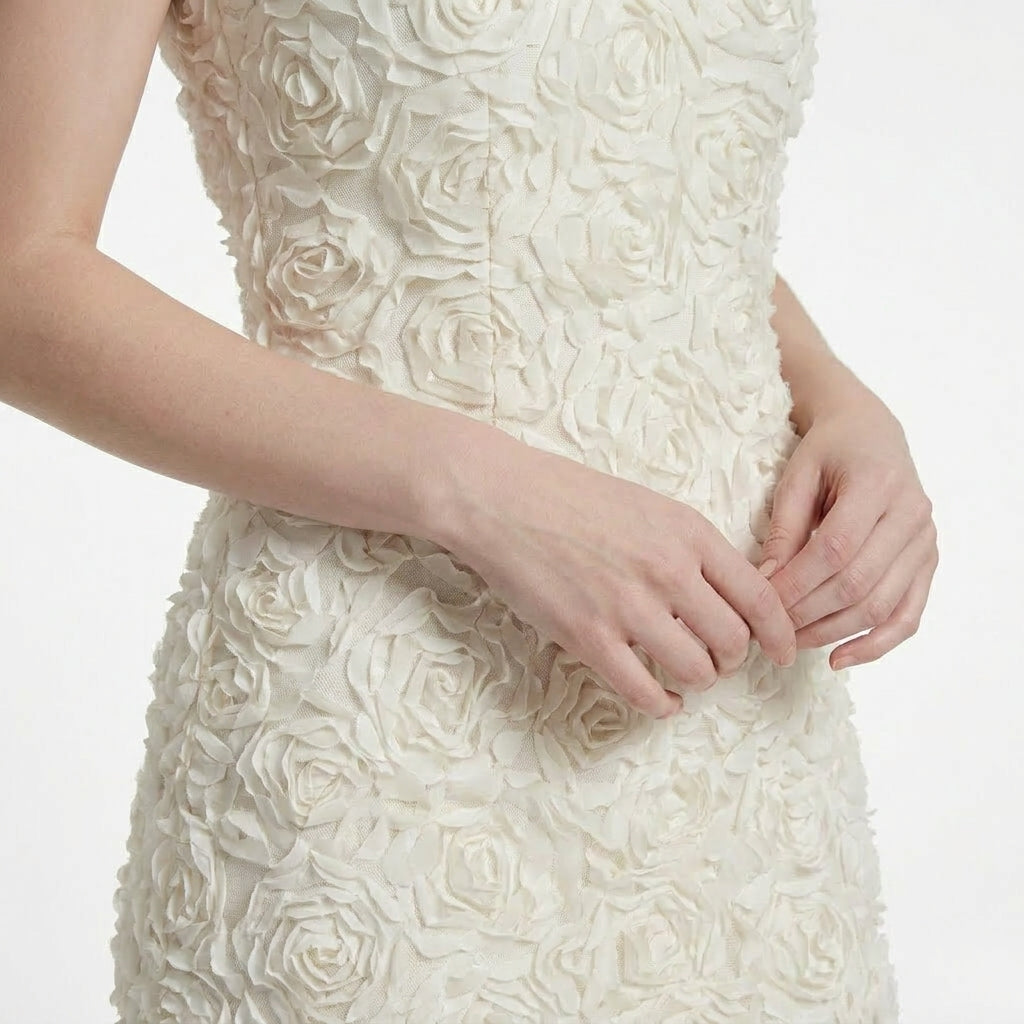 Abito Mini Floreale Testurizzato da Donna | Elegante Abito da Cocktail Attillato per Matrimoni