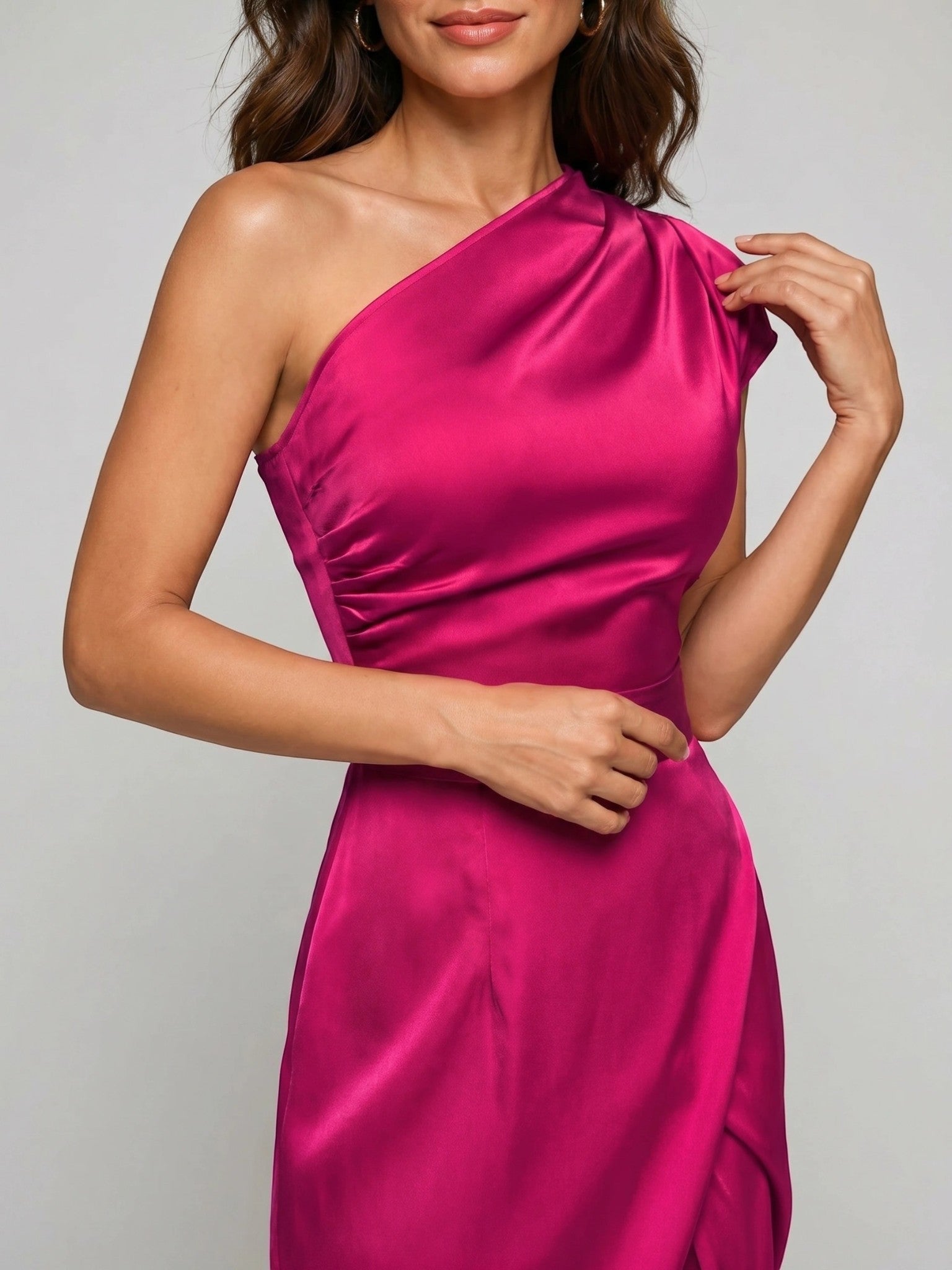 Abito lungo fluente da donna | Elegante abito estivo asimmetrico monospalla