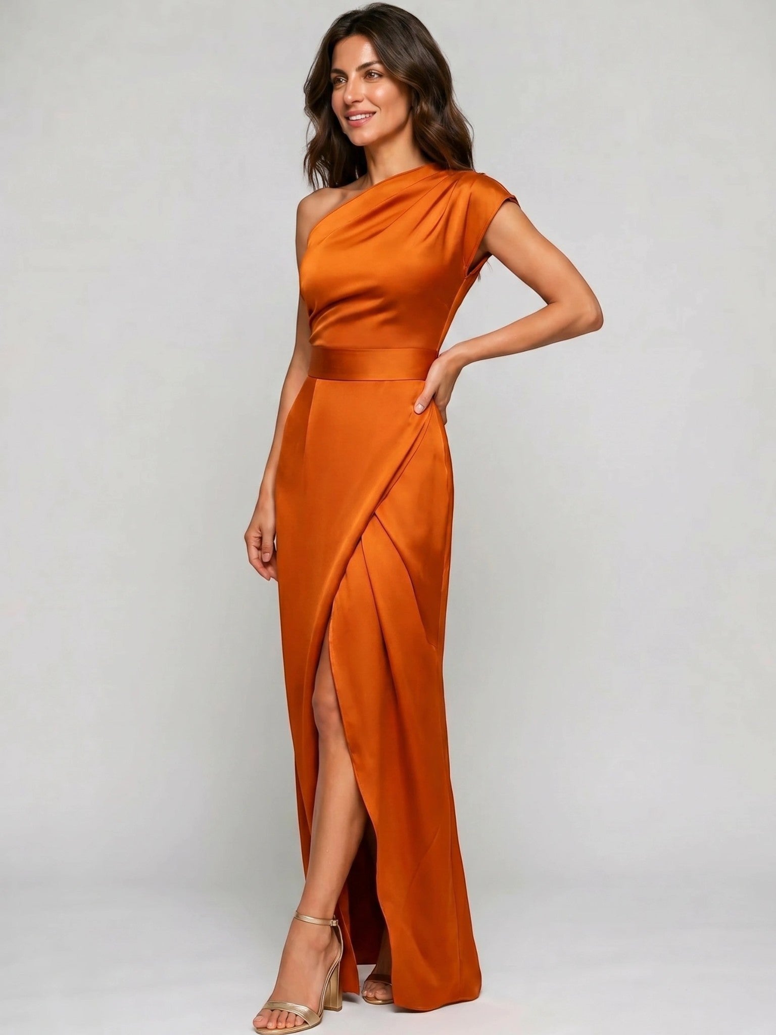 Abito lungo fluente da donna | Elegante abito estivo asimmetrico monospalla