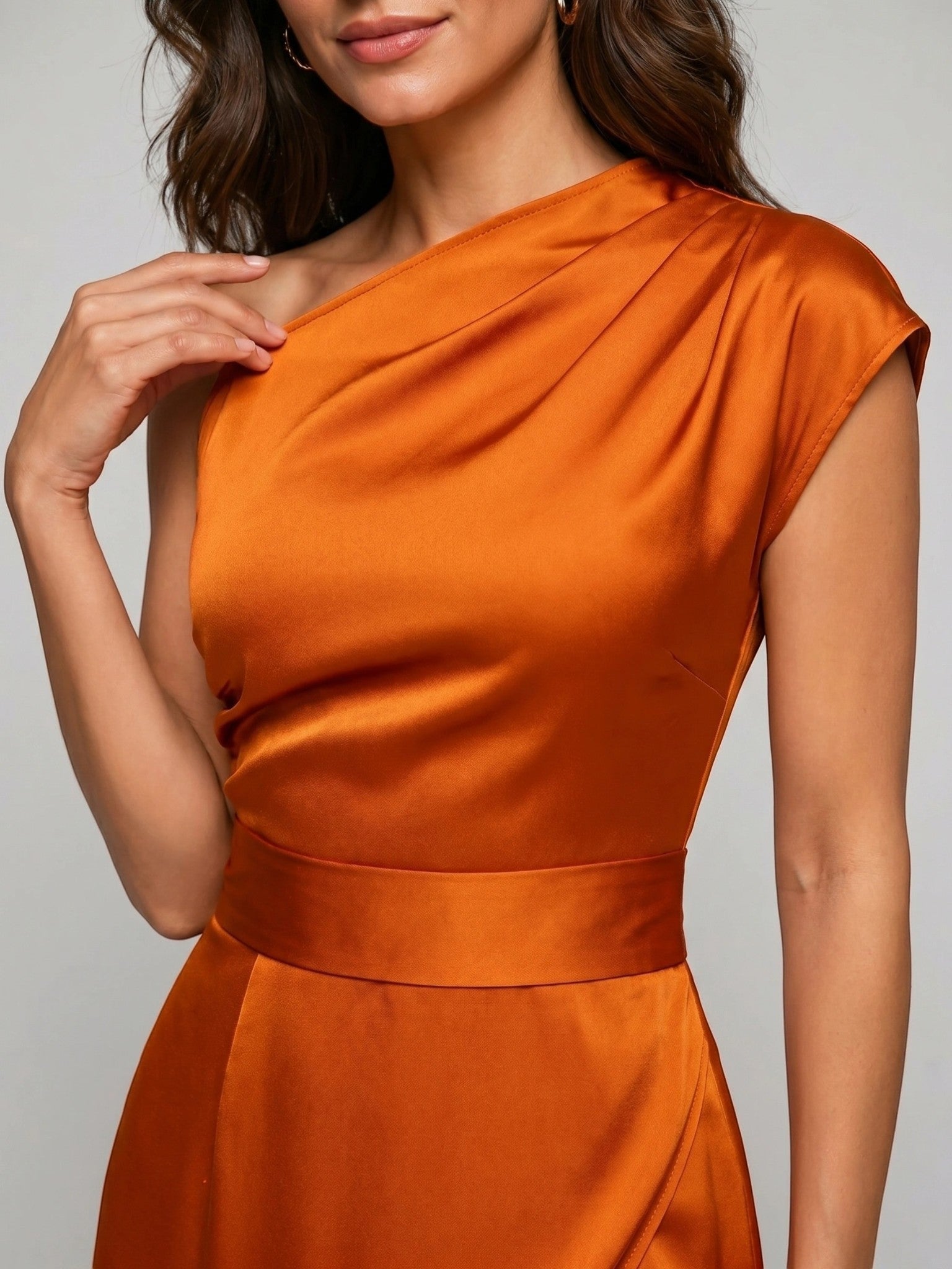 Abito lungo fluente da donna | Elegante abito estivo asimmetrico monospalla