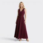 Robe longue portefeuille fluide pour femmes | Robe de soirée formelle élégante