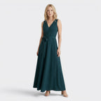 Robe longue portefeuille fluide pour femmes | Robe de soirée formelle élégante