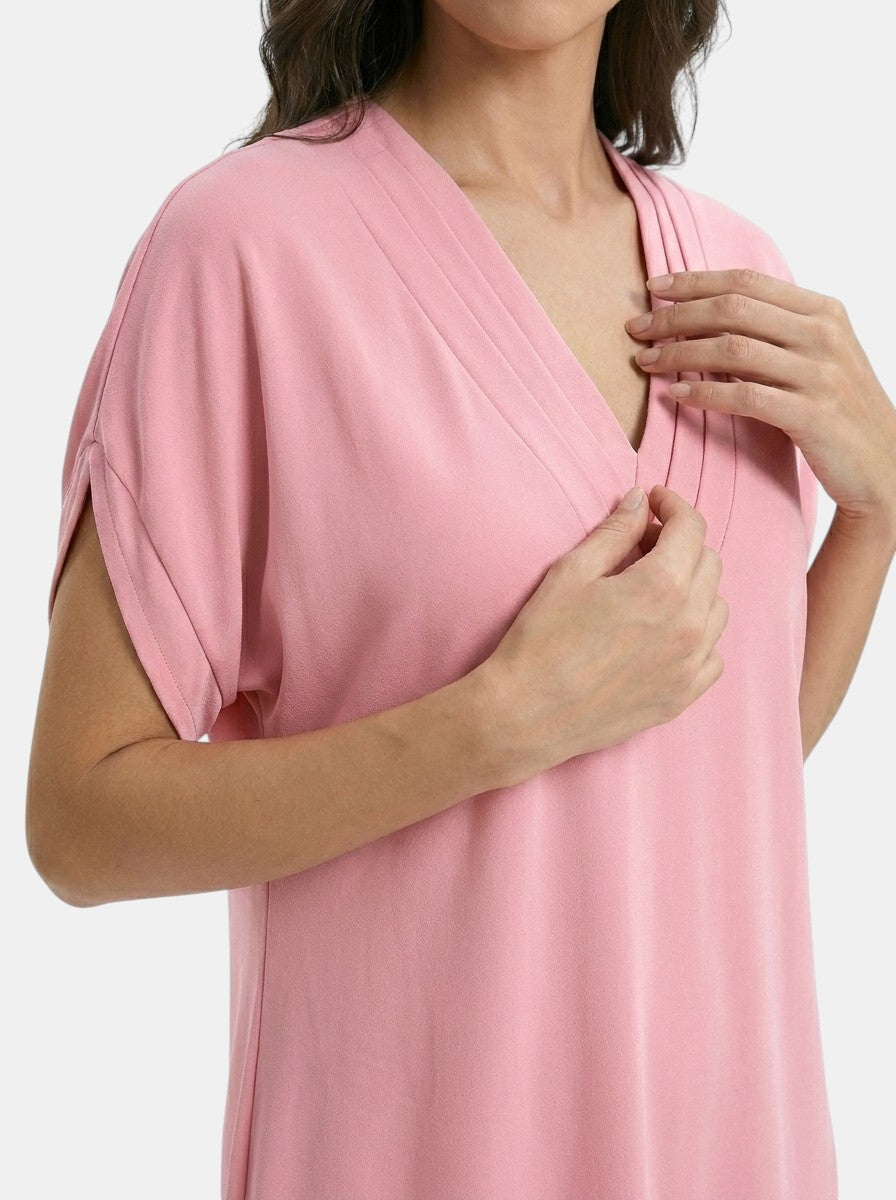Vestido largo de tela fluida para mujer | Elegante vestido de verano que disimula el abdomen