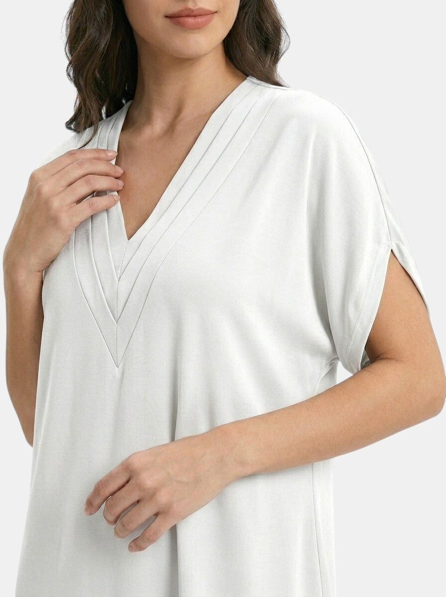 Vestido largo de tela fluida para mujer | Elegante vestido de verano que disimula el abdomen