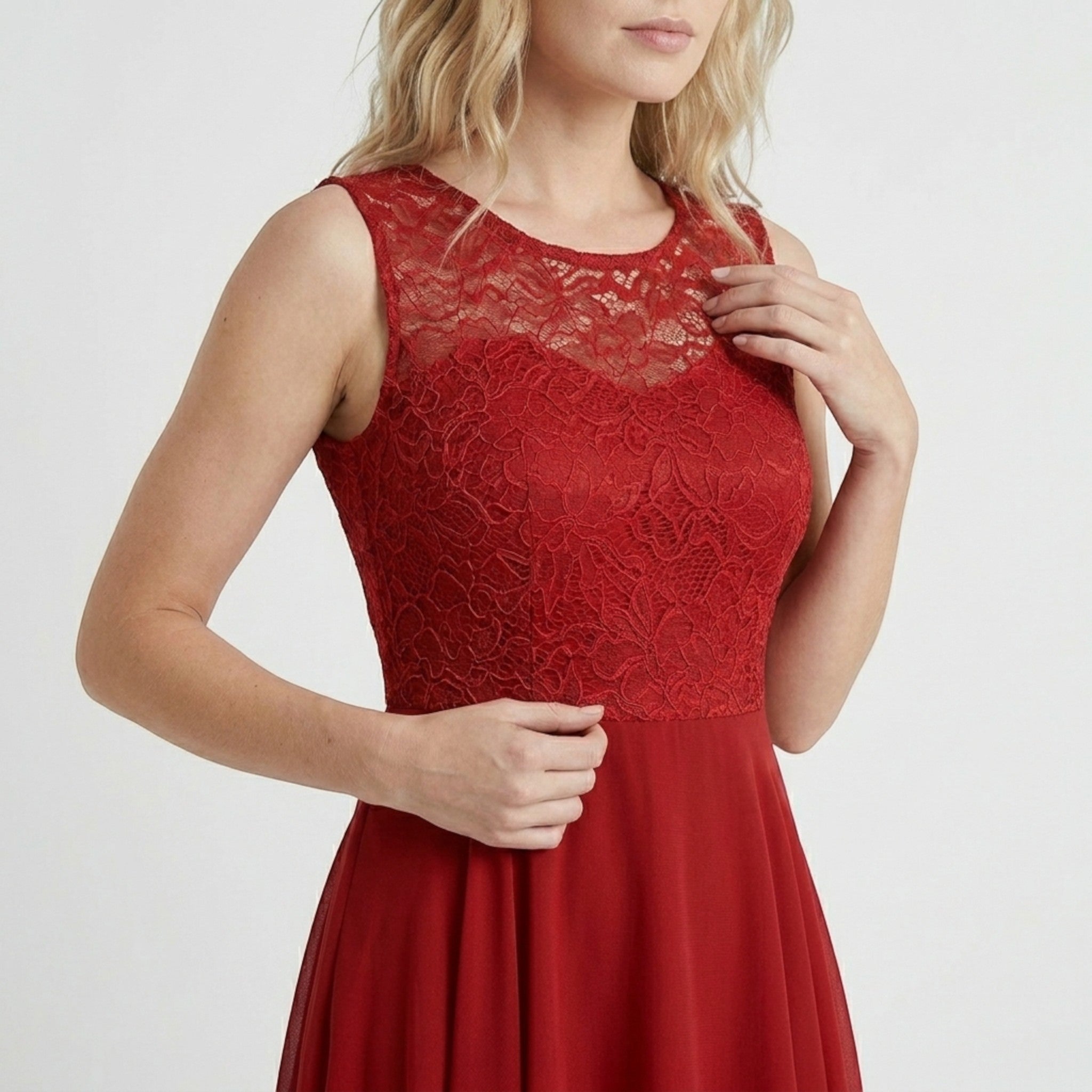 Robe fluide asymétrique pour femme | Robe midi sans manches élégante pour occasions formelles