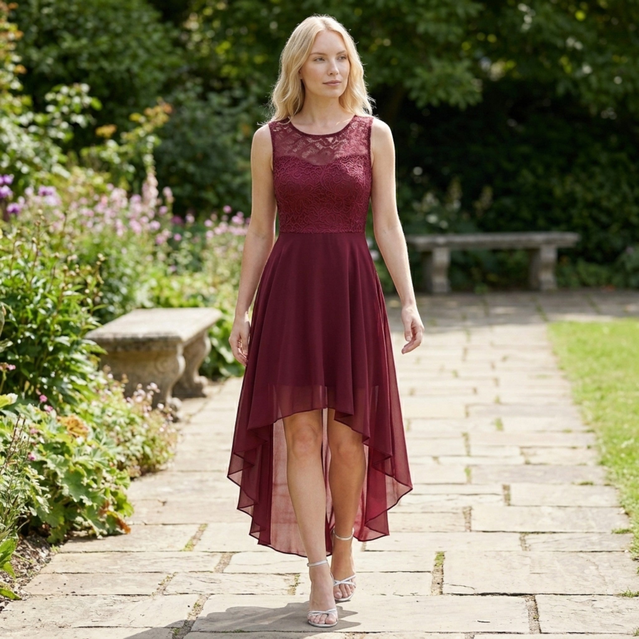 Robe fluide asymétrique pour femme | Robe midi sans manches élégante pour occasions formelles