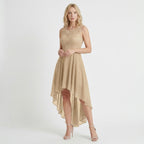 Robe fluide asymétrique pour femme | Robe midi sans manches élégante pour occasions formelles