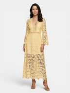 Womens Guipure Lace Evening Dress | Elegant Long Sleeve V-Neck Cocktail Gown 8