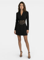 Vestido mini de encaje con corsé para mujer | Elegante estilo blazer con mangas largas