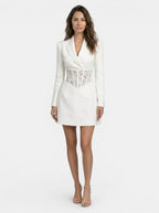 Vestido mini de encaje con corsé para mujer | Elegante estilo blazer con mangas largas